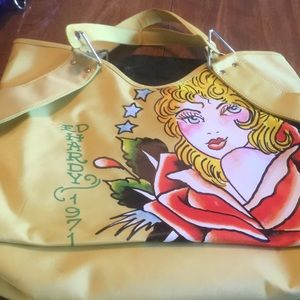 Neon yellow Ed Hardy tote